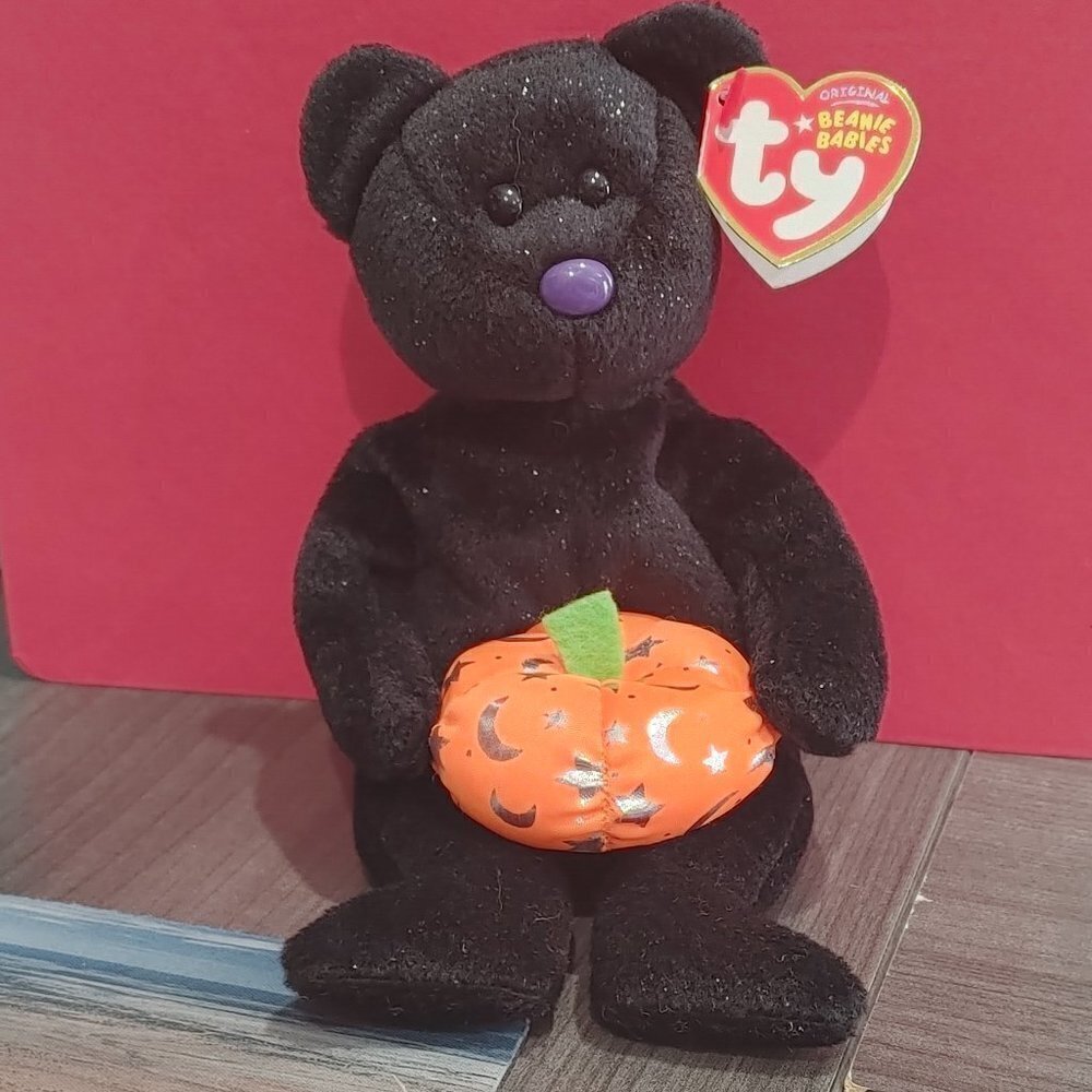 TY Beanie Babies Haunting Bear Black Plush Stuffed Animal Toy